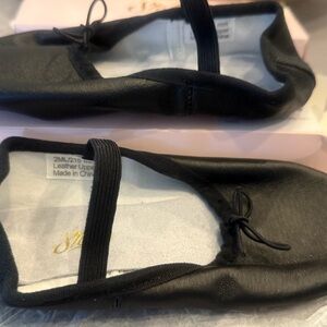 Black Kids Leather Ballet Slippers
